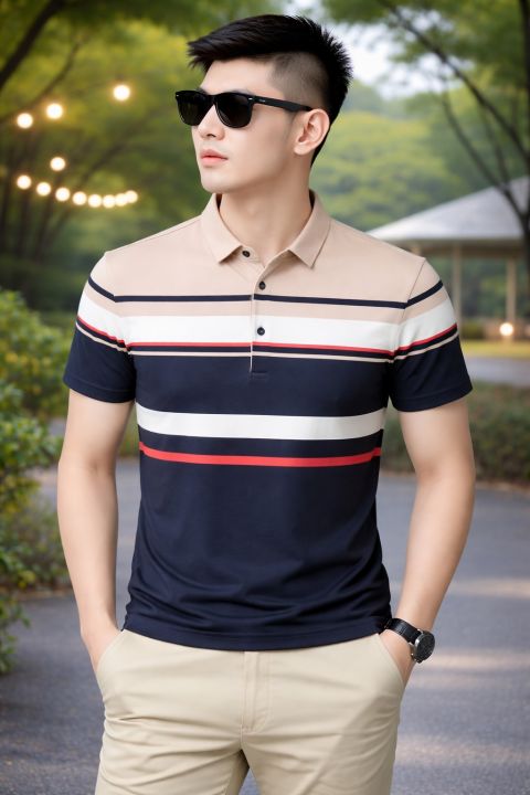 Mens Solid Color Polo Shirt